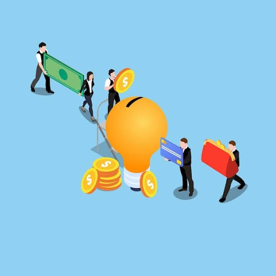Ilustración de personas, monedas y un documento que representa la gestión de créditos, financiamiento y obligaciones de pago.